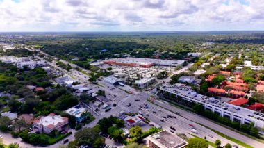 Miami, FL, USA - October 7, 2025: Aerial orbit new bus stop platform Pinecrest Miami Florida 2025
