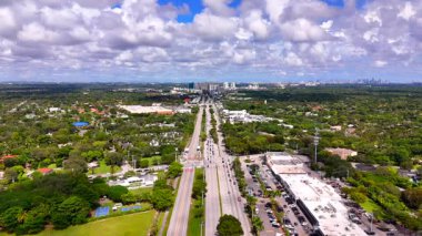 Miami, FL, USA - October 7, 2025: Aerial approach Downtown Kendall Miami business district 2025