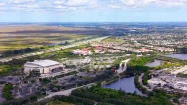 Sunrise, FL, ABD - 19 Ekim 2025: Air Video Amerant Bank Arena Sunrise Florida Sawgrass Mills Alışveriş Merkezi