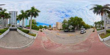 Miami Beach, FL, ABD - 16 Ekim 2025: Bayview Terrace Condominium Miami Beach Florida 360 VR eşkenar dörtgen fotoğraf