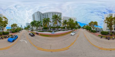 Miami Beach, FL, ABD - 16 Ekim 2025 Mirador Miami Plajı. 360 VR eşdörtgen fotoğraf