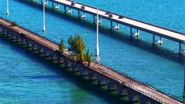 Florida Keys 'deki Ağaç Fred. 4k hava aracı parallax video 2025