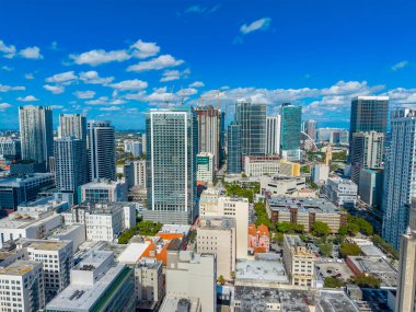 Downtown Miami business and financial district 2026. Aerial drone photography of Miami scenes