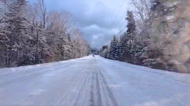 Washington Dağı 'na giden kış yolu New Hampshire Kış 2026