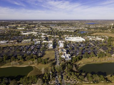 The Villages, FL, USA - 25 Şubat 2026: Brownwood Paddock Meydanı hava fotoğrafı