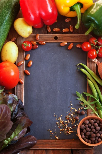 Alimentación verduras fondo, vista superior — Foto de Stock