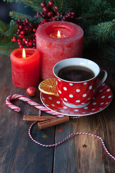 Рождественская открытка с чаем
