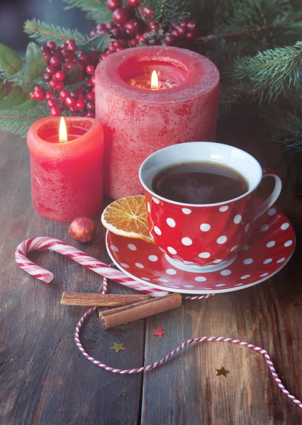 Kerstkaart met thee — Stockfoto