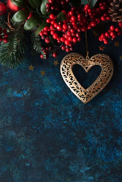 Christmas decor with heart — Stock Photo, Image
