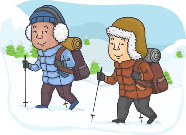 Karlı dağda Hiking erkekler