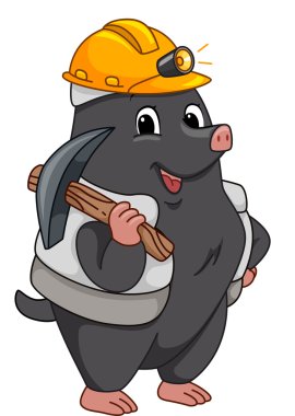Miner Mole in Hard Hat clipart