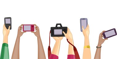 Farklı kamera tutan insanlar