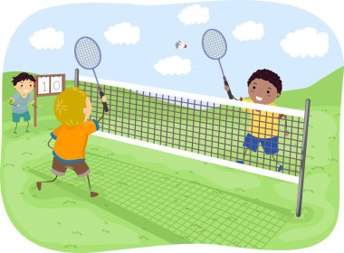 çocuklar badminton oynarken