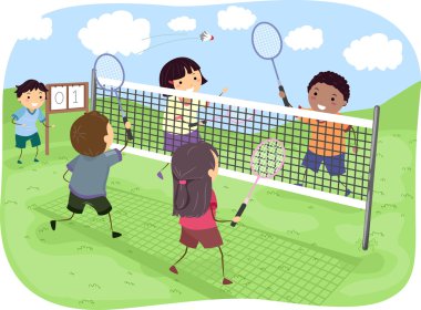çocuklar badminton oynarken