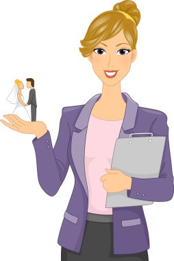 Wedding Planner Holding a Cake Topper clipart