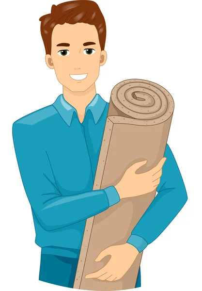 Man Holding an Insulation Foam Roll — Stock Photo, Image