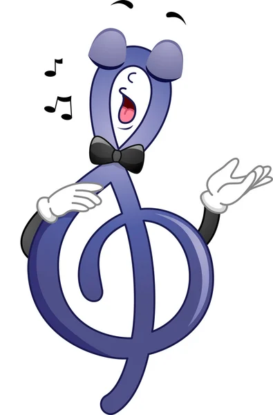 G-Clef Mascot Singing — Stock Photo, Image