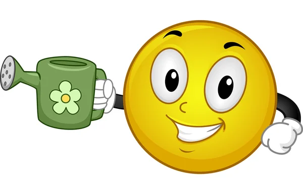 Smiley Holding a Watering Can — Stock Photo, Image