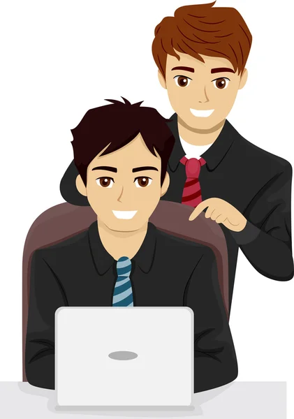 Les hommes d'affaires travaillant avec un ordinateur portable — Photo
