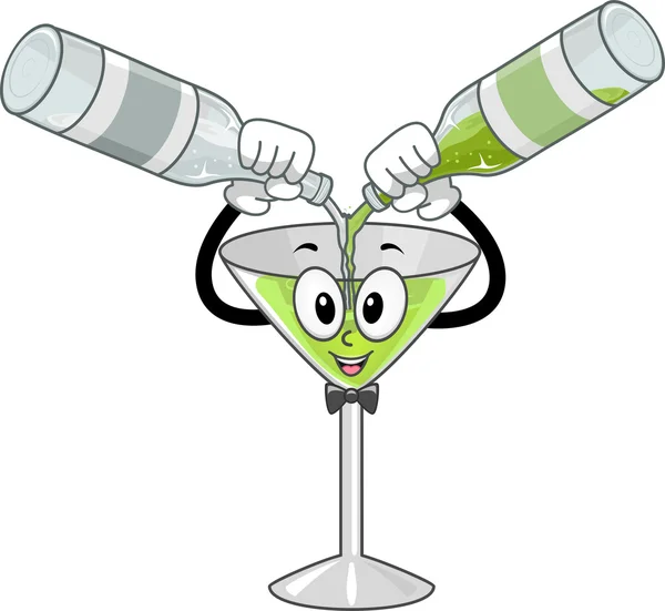 Wineglass Mascot Mixing Drinks — Stock Photo, Image