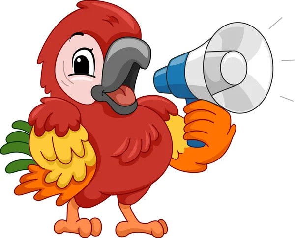 Parrot Using a Megaphone — Stock Photo, Image