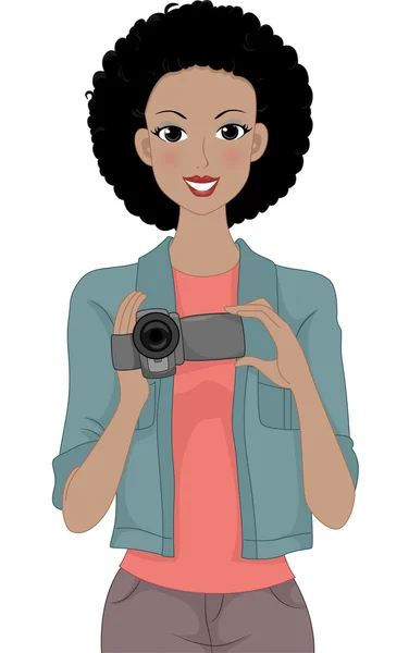 Girl Holding a Video Camera — Stock Photo, Image