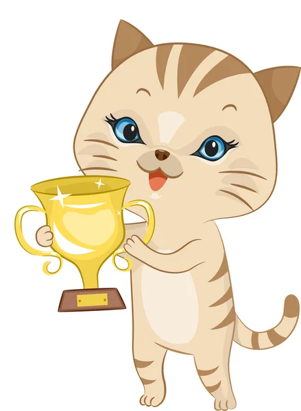 Cat Holding a Trophy — Stock Photo, Image