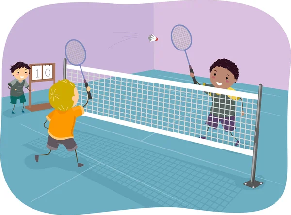 Jungen spielen Badminton — Stockfoto