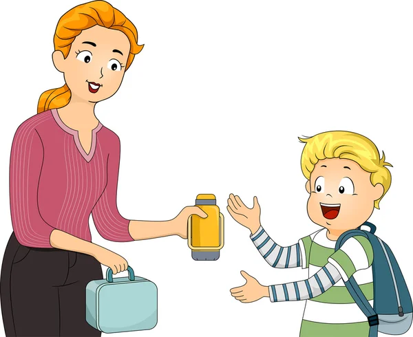 Mother Giving Son His Lunch — Stock Photo, Image