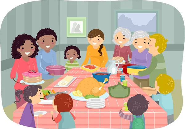 Potluck Party Indoors — Stock Photo, Image