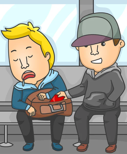Pickpocket on a Subway Train — Stock Photo, Image