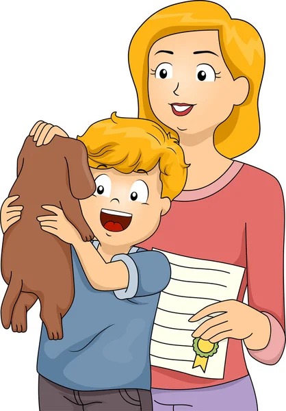Family Adopting a Dog — Stock Photo, Image