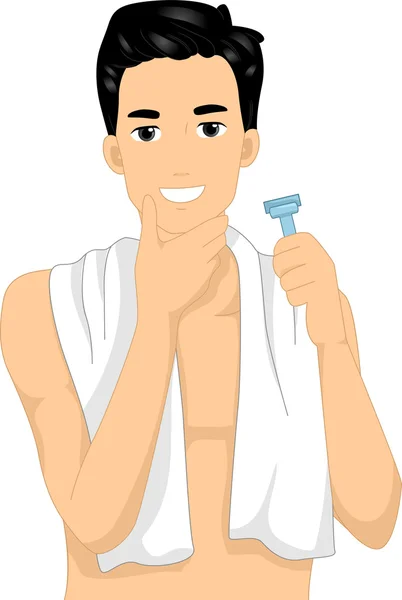 Man Shaving His Face — Stock Photo, Image