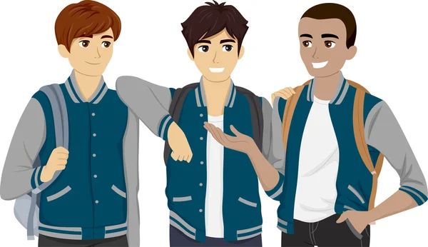 Teenagers Wearing Varsity Jackets — Stock Photo, Image