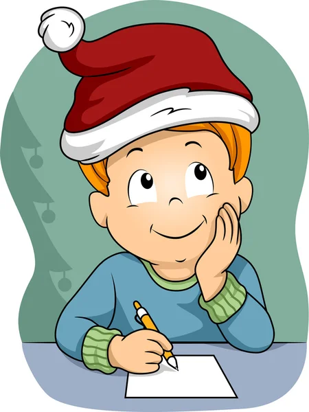 Niño escribiendo una lista de Navidad — Foto de Stock