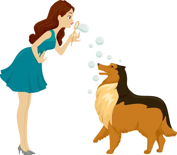 Juego de burbujas perro — Foto de Stock