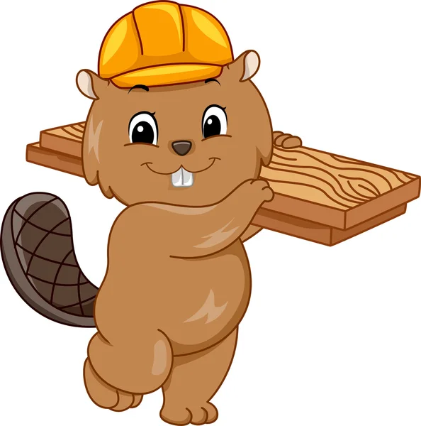 Construction Beaver in a Hard Hat — Stock Photo, Image