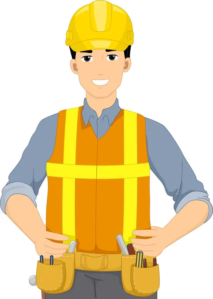 Male Constructor in Hard Hat — Stock Photo, Image