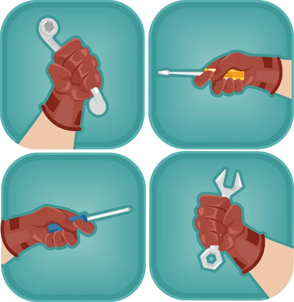 Iconos de herramientas de agarre de manos —  Fotos de Stock