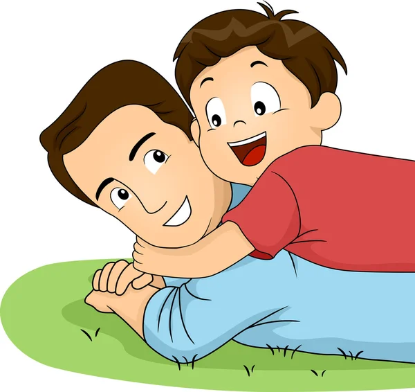 Son and Dad Hug — Stock Photo, Image