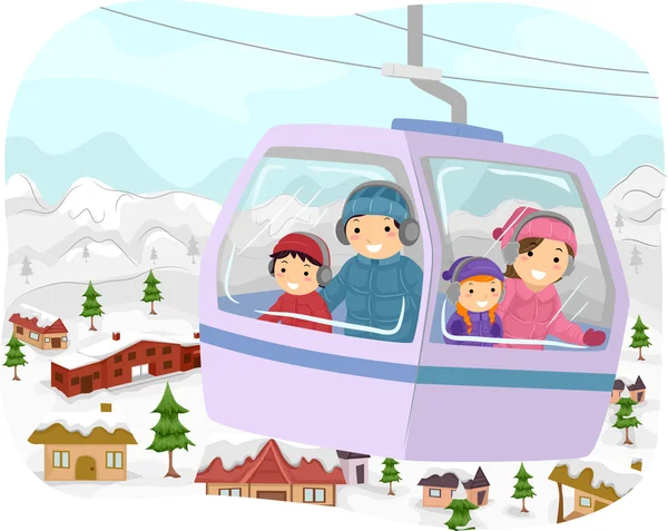 Family in a Cable Car — Stock Photo, Image