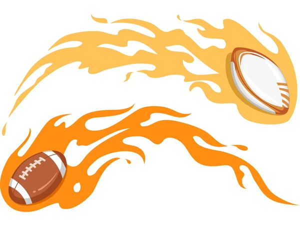 Rugby and Football in Flames Design — Stock Photo, Image