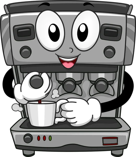 Kaffe maskin maskot — Stockfoto