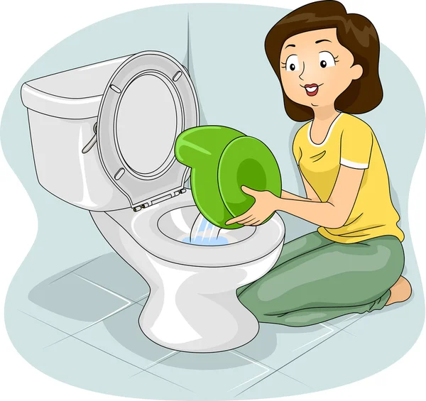 Anne Flushing bir lazımlık — Stok fotoğraf
