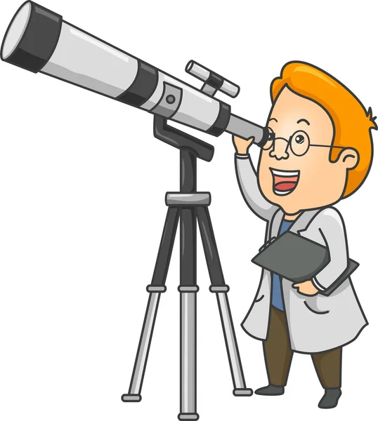 Ερευνητής χρησιμοποιώντας ένα τηλεσκόπιο — Φωτογραφία Αρχείου