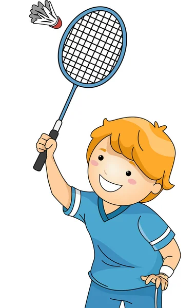 Boy Playing Badminton — Stock Photo, Image