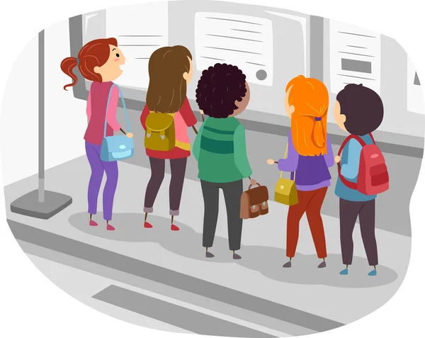 Students Gathered at Bulletin Board — Stock Photo, Image