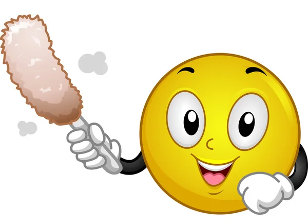 Smiley Using a Duster — Stock Photo, Image