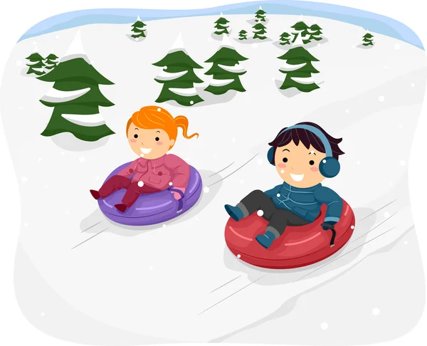 Snow Tube Kids — Stock Photo, Image