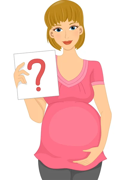 Pregnant Woman With a Questioning Board — Stock Photo, Image